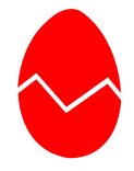 Red Egg with a white zizgag across the middle